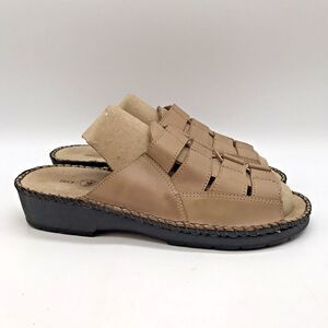 Duck Head Tan Leather Sandals Women's 7.5W Casual Comfort Wedge Slip On Slides